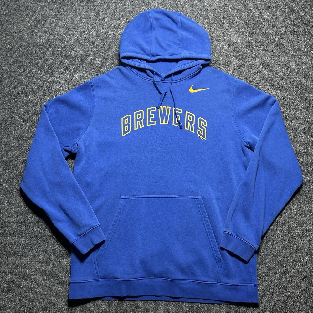 Nike Milwaukee Brewers MLB Cooperstown Collection Royal Blue Club Hoodie XXL